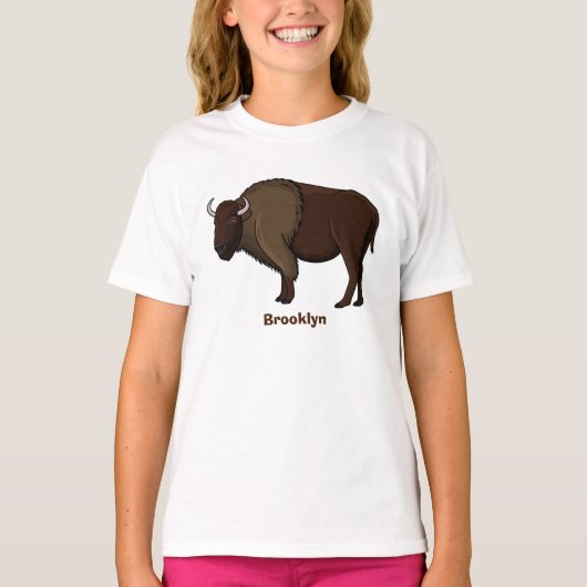 Happy American bison buffalo illustratie T-shirt (Voorkant)