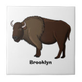 Happy American bison buffalo illustratie Tegeltje (Voorkant)