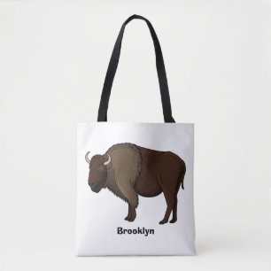 Happy American bison buffalo illustratie Tote Bag