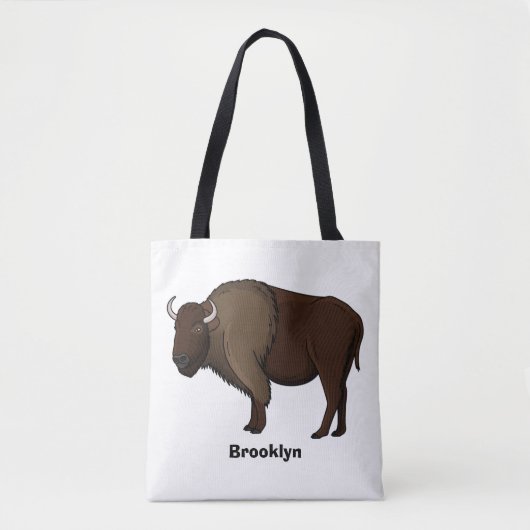 Happy American bison buffalo illustratie Tote Bag (Voorkant)