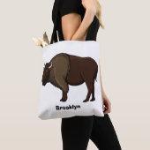 Happy American bison buffalo illustratie Tote Bag (Dichtbij)