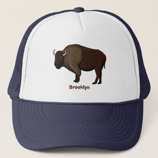 Happy American bison buffalo illustratie Trucker Pet (Voorkant)