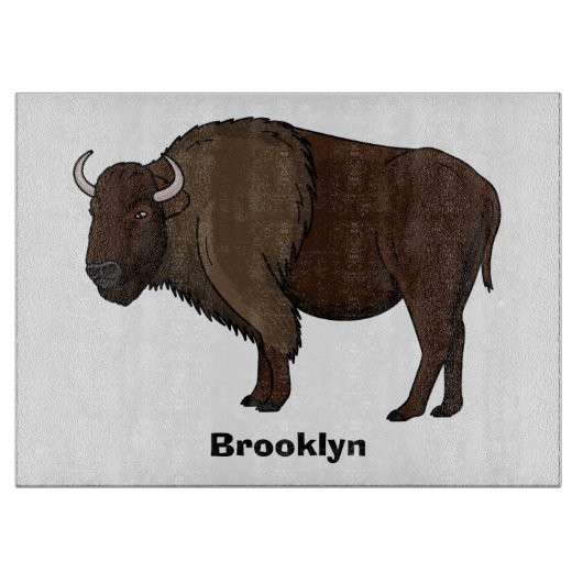 Happy American bison buffalo illustration Snijplank (Voorkant)