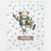 Happy American Football Teddy Bear Custom Kinder Fleece Deken (Voorkant)