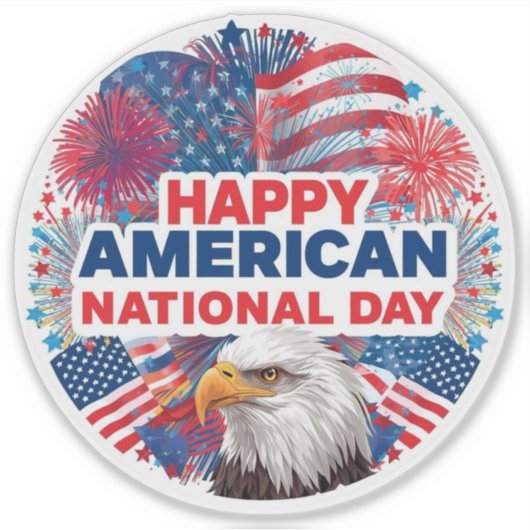 Happy American National Day Sticker (Voorkant)