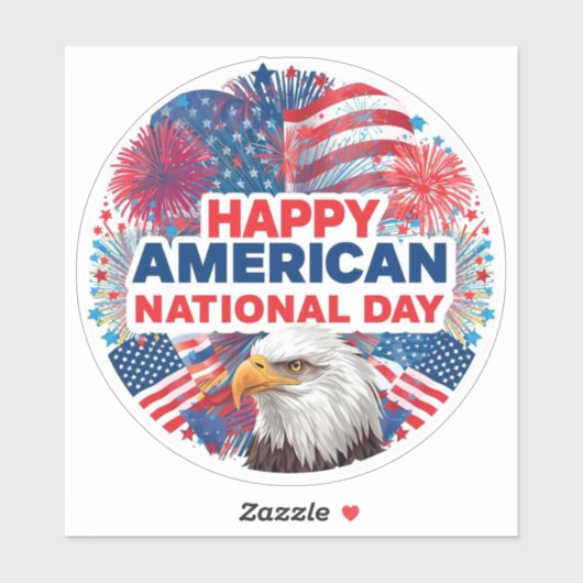Happy American National Day Sticker (Vel)