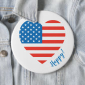 Happy American USA Flag Heart 4 juli personaliseer Ronde Button 6,0 Cm (In situ)