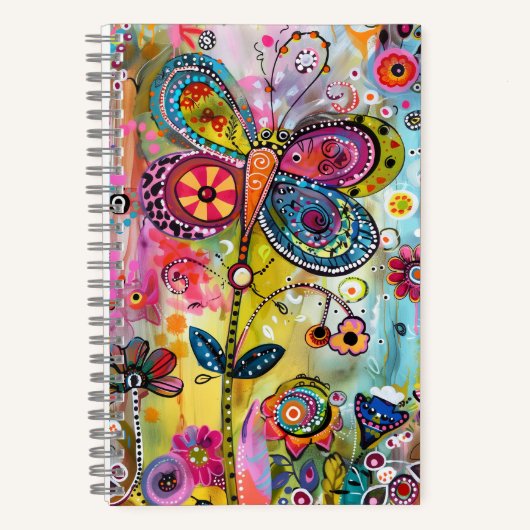 *~* Happy AN1  Floral Fantasy Whimsical  Butterfly Notitieboek (Voorkant)