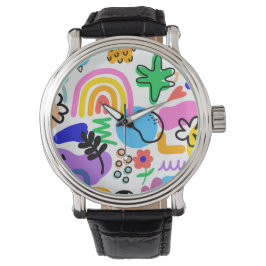 Happy and colorful abstract designs horloge
