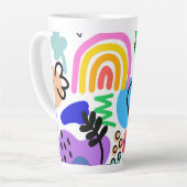 Happy and colorful abstract designs latte mok (Linkerhoek)