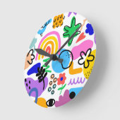 Happy and colorful abstract designs ronde klok (Hoek)