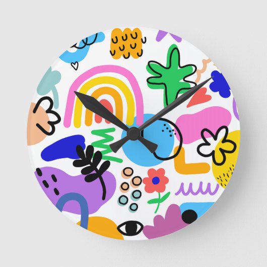 Happy and colorful abstract designs ronde klok (Voorkant)