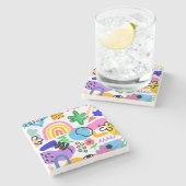 Happy and colorful abstract designs stenen onderzetter (Zijkant)