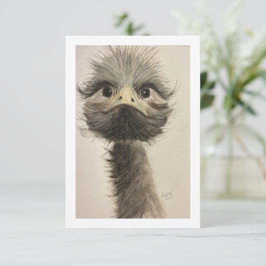 Happy and Confident Emu Note Kaart/Hartelijk dank Bedankkaart (Staand voorkant)