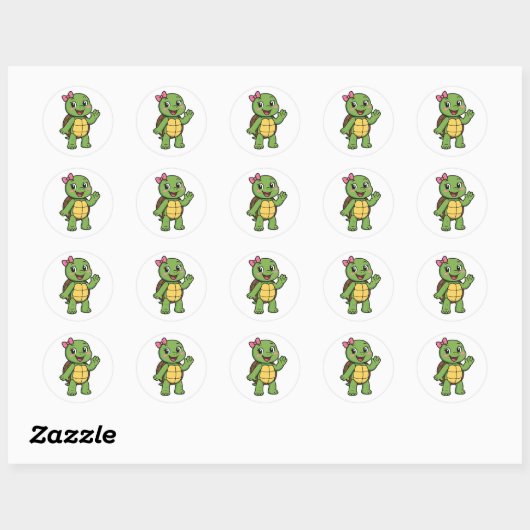 Happy and curious turtle ronde sticker (Vel)