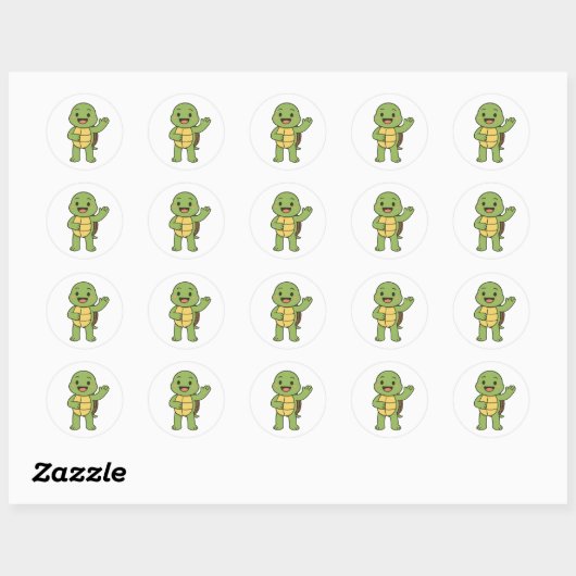Happy and curious turtle ronde sticker (Vel)