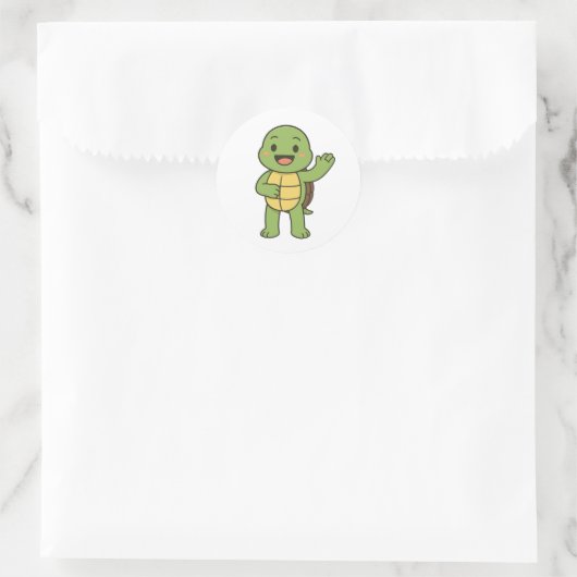 Happy and curious turtle ronde sticker (Tas)