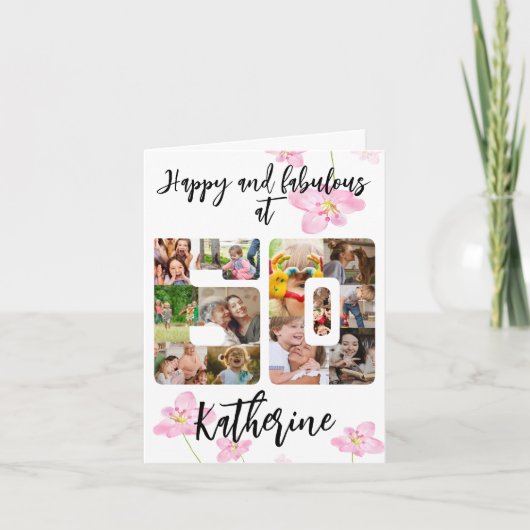 Happy and Fabulous 60th Birthday Multi Photo Card Kaart (Voorkant)