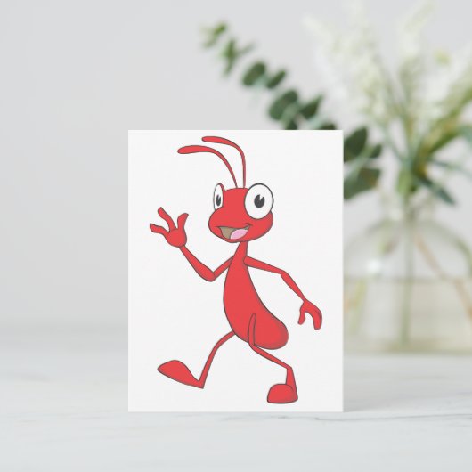 Happy and Friendly Ant Walking Briefkaart (Staand voorkant)