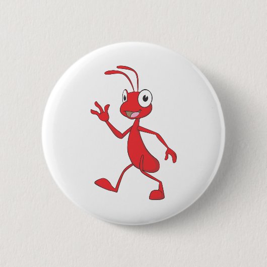 Happy and Friendly Ant Walking Ronde Button 5,7 Cm (Voorkant)