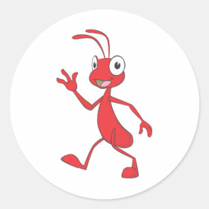 Happy and Friendly Ant Walking Ronde Sticker