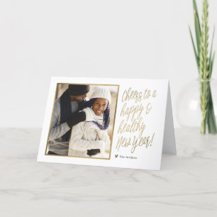 Happy and Healthy New Year Folded Photo Card Feestdagen Kaart