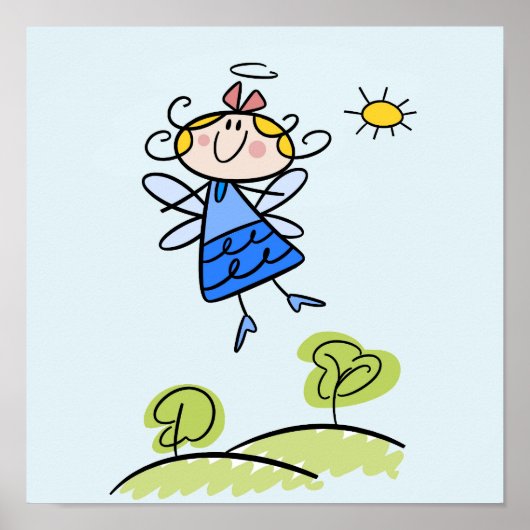 Happy Angel Fairy Jumping en Dansend Buiten Poster (Voorkant)