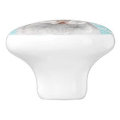 Happy Animal met Flowers in Blue Forest-Bunny Keramische Knop (Zijkant)