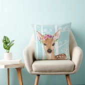 Happy Animal met Flowers in Blue Forest-Deer Kussen (Stoel)