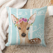 Happy Animal met Flowers in Blue Forest-Deer Kussen (Deken)