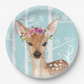 Happy Animal met Flowers in Blue Forest-Deer Papieren Bordje (Voorkant)
