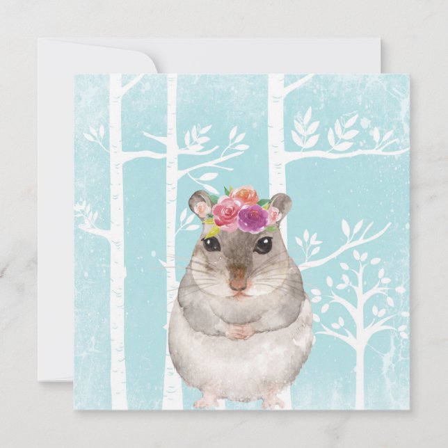 Happy Animal met Flowers in Blue Forest-Hamster (Voorkant)