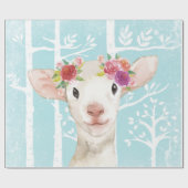 Happy Animal met Flowers in Blue Forest-Sheep Cadeaupapier (Vlak)