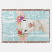 Happy Animal met Flowers in Blue Forest-Sheep Deken (Voorkant)