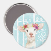 Happy Animal met Flowers in Blue Forest-Sheep Magneet (Voorkant / Achterkant)