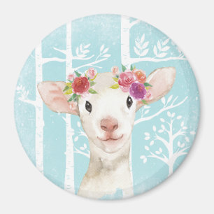 Happy Animal met Flowers in Blue Forest-Sheep Magneet