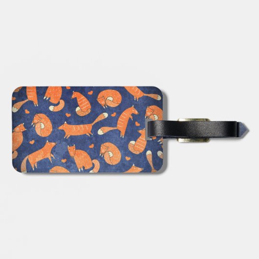 Happy animal vos-patroon bagagelabel (Achterkant horizontaal)