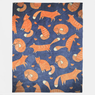 Happy animal vos-patroon fleece deken