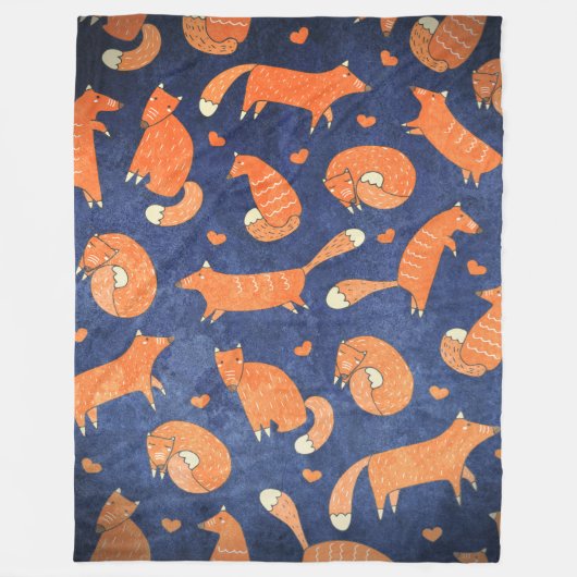Happy animal vos-patroon fleece deken (Voorkant)
