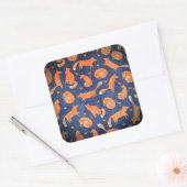 Happy animal vos-patroon vierkante sticker (Envelop)