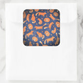 Happy animal vos-patroon vierkante sticker (Tas)