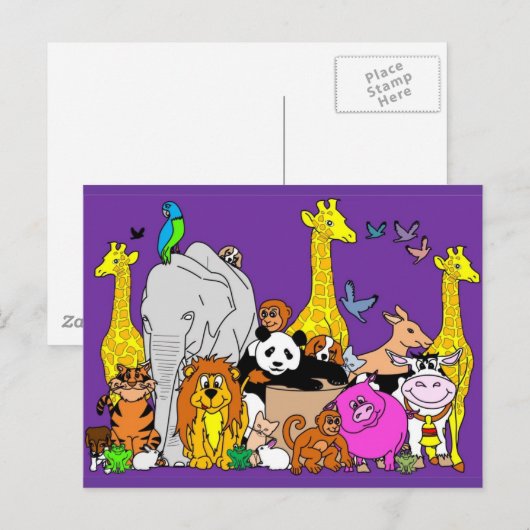 Happy Animals Briefkaart (Voorkant / Achterkant)