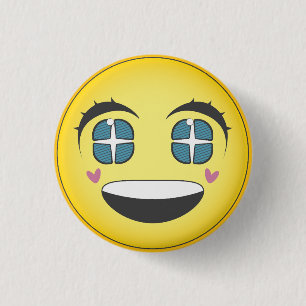 Happy anime gezicht ronde button 3,2 cm