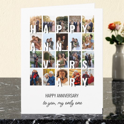 Happy Anniversary 20 Wedding Photo Collage Kaart