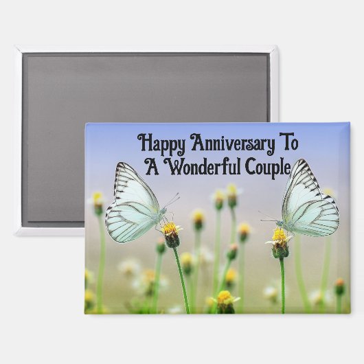 Happy Anniversary Butterflies Magnet (Voorkant / Achterkant)