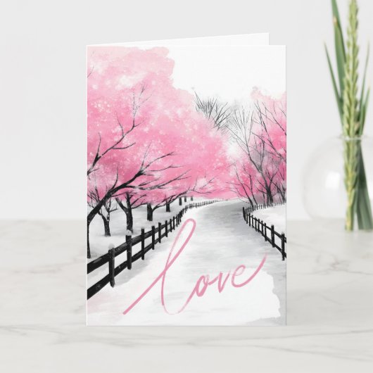 Happy Anniversary Card-Elegant Pink Love Script Kaart (Voorkant)