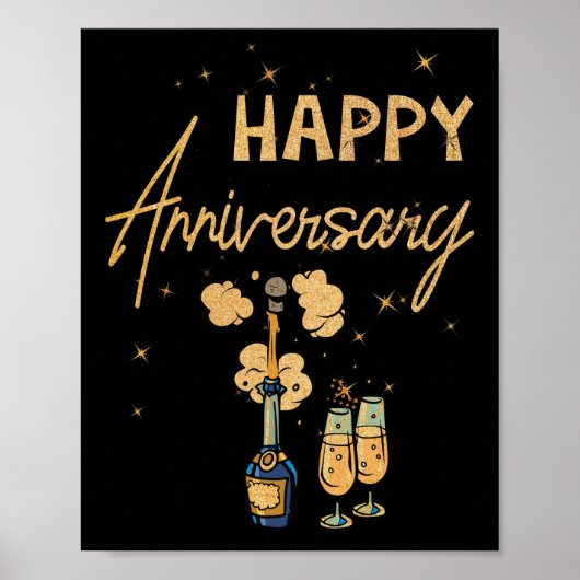Happy Anniversary Cheers Wine Bottle Poster (Voorkant)