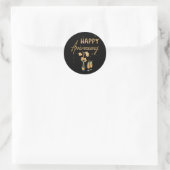 Happy Anniversary Cheers Wine Bottle Ronde Sticker (Tas)