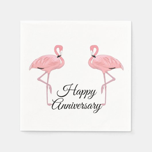 Happy Anniversary Classic Pink Flamingos Servet (Voorkant)