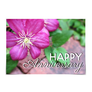 "Happy Anniversary" Clematis on Path Card Kaart